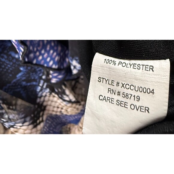 NY Collection XL Blue Geometric Ruffle Blouse V-Neck Flutter Sleeves Career Top - Picture 5 of 5